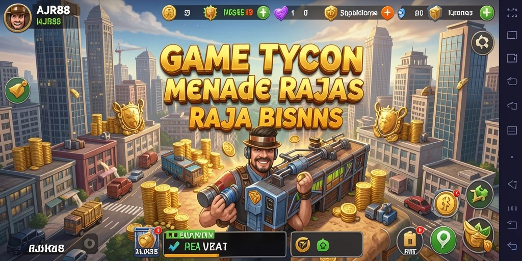 Tampilan gameplay AJR88 menampilkan aksi membangun kerajaan bisnis.