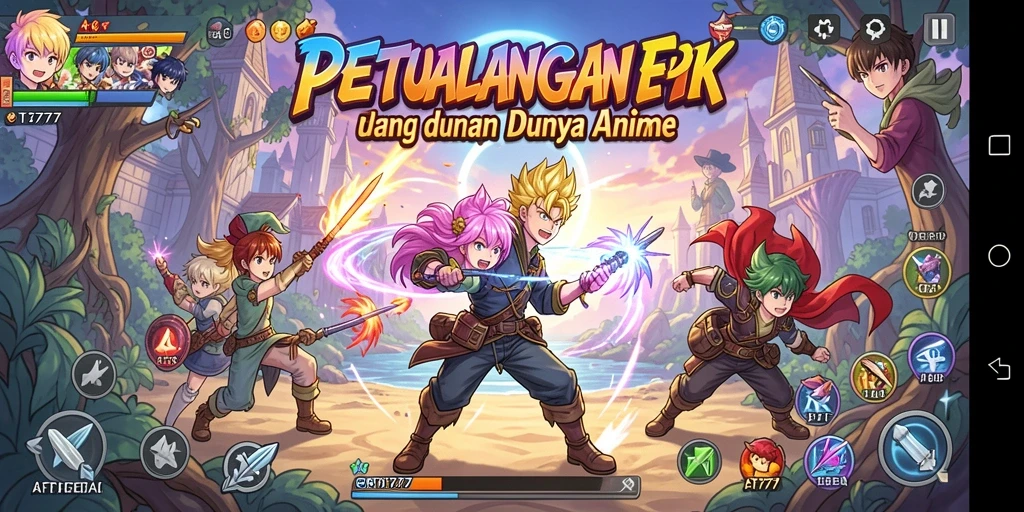 Tampilan gameplay menakjubkan dengan karakter Anime yang ikonik.