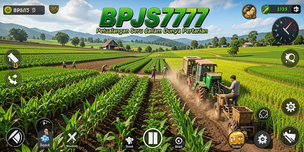 Screenshot gameplay yang menampilkan kebun hijau subur dalam BPJS777.