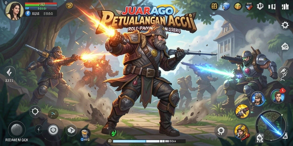 Tampilan gameplay mendebarkan dalam JUARAGO dengan aksi yang cepat.