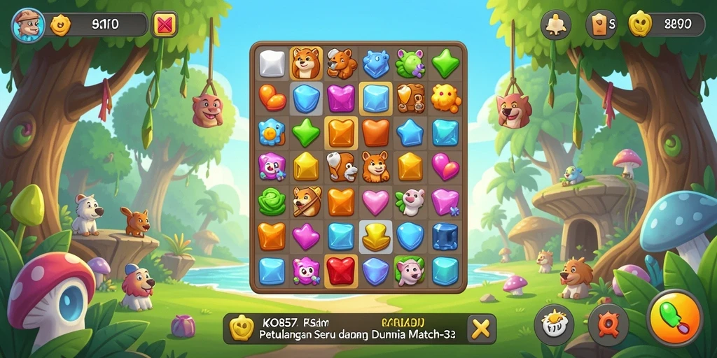 Tampilan gameplay seru KO857 dengan warna-warni mencolok.