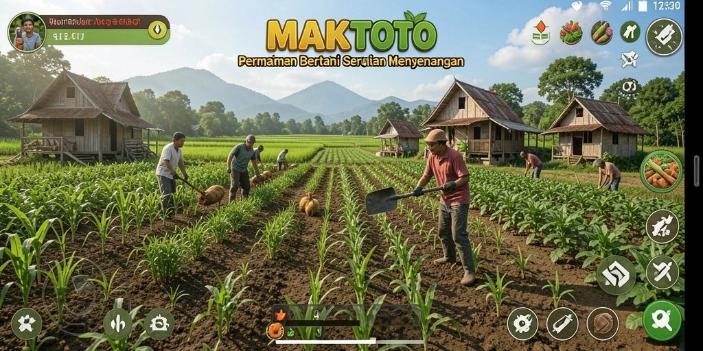 Tangkapan layar dari <strong>MAKTOTO</strong> menampilkan gameplay bertani yang menarik dan interaktif.