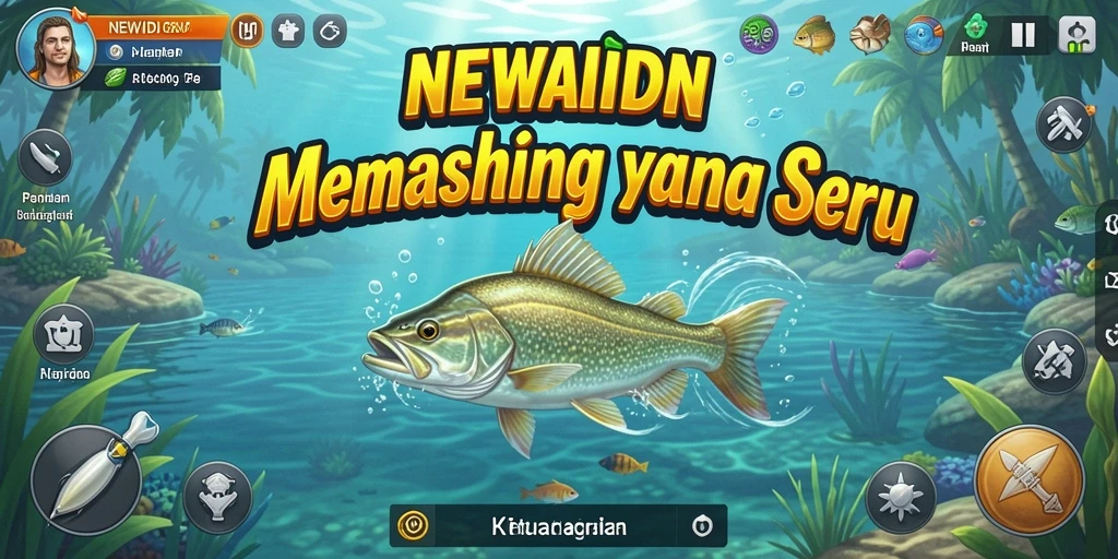 Tampilan gameplay <strong>NEWIDN</strong> yang memukau dengan berbagai jenis ikan.