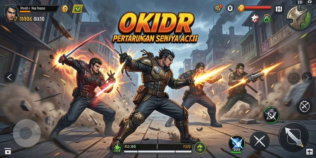 Screenshot menunjukkan aksi seru dalam permainan OKIDR.