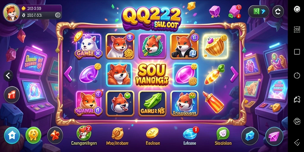 Tampilan gameplay seru dari QQ222 yang penuh warna dan fitur menarik.