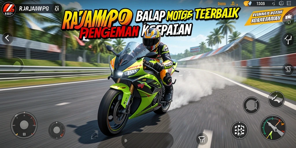 Tampilan gameplay balap motor yang mendebarkan dari RAJAMPO.