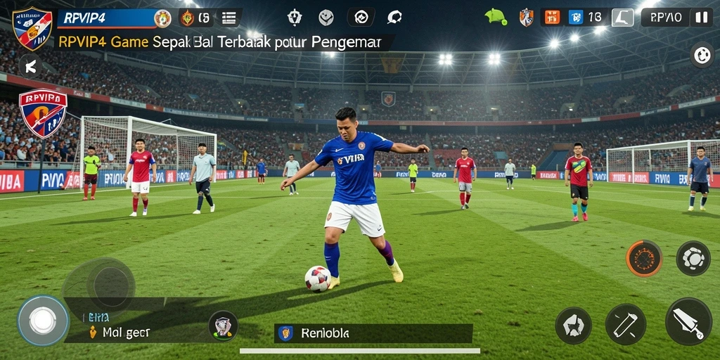 Tangkapan layar utama RPVIP4 yang menunjukkan aksi seru di lapangan sepak bola.