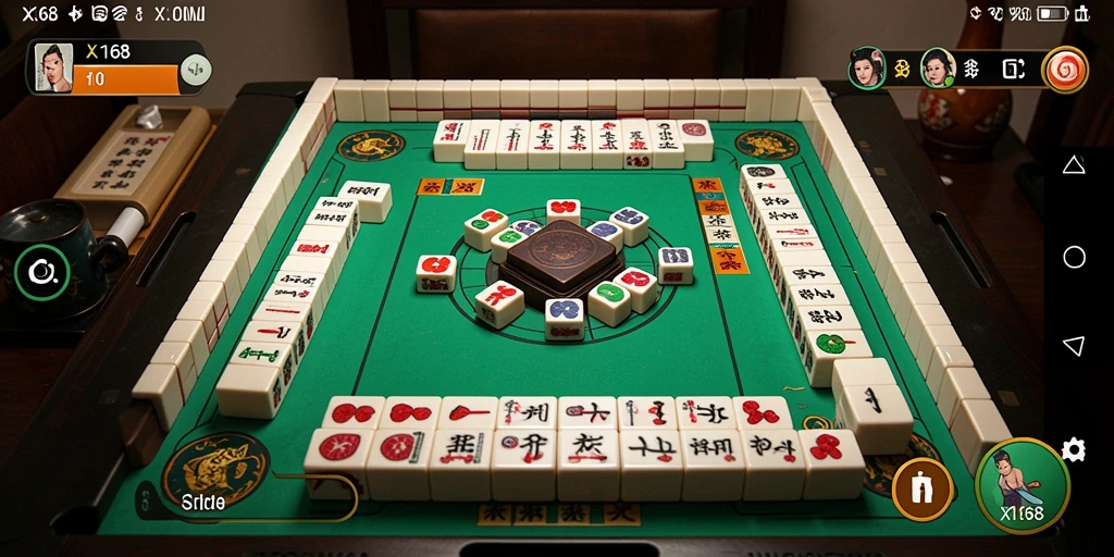 Screenshot X168 menampilkan gameplay Mahjong yang seru dan menantang.